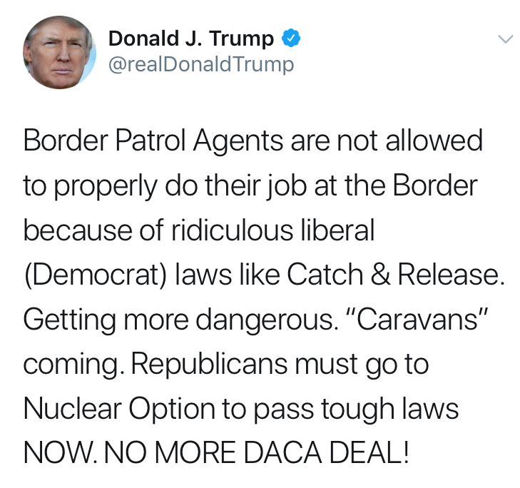 Donald Trump Tweets: No DACA Deal