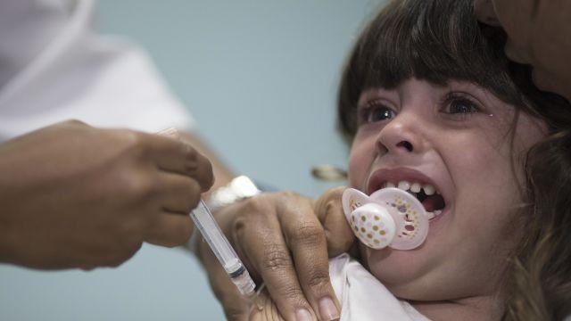 In this Aug.6, 2018 file photo, a child receives a measles vaccination in Rio de Janeiro, Brazil. Brails health officials said Friday Aug. 24, that more than 4 million children still need to be vaccinated against measles. WRAL News
Photo credits: AP Photo/Leo Correa, FILE