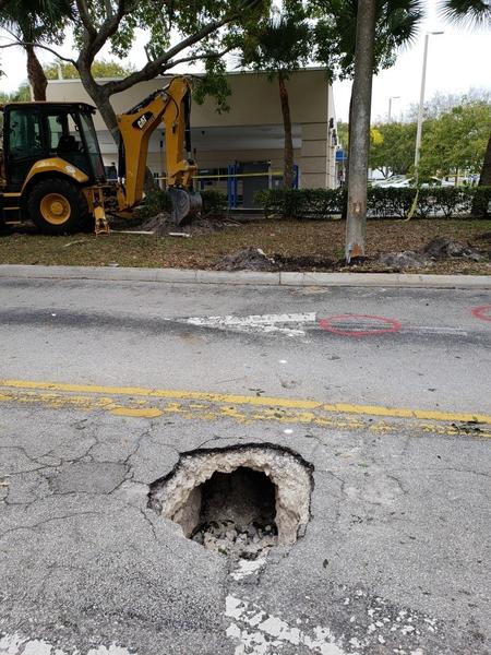 The hole is to have been caused by weekend rains.