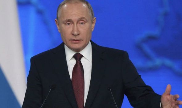 Vladimir Putin delivering his annual State of The Nation Address. 