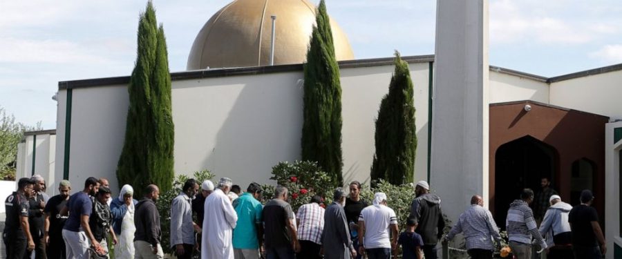 The photo was taken as worshippers returned to the mosques, after the weeks previous attacks. 