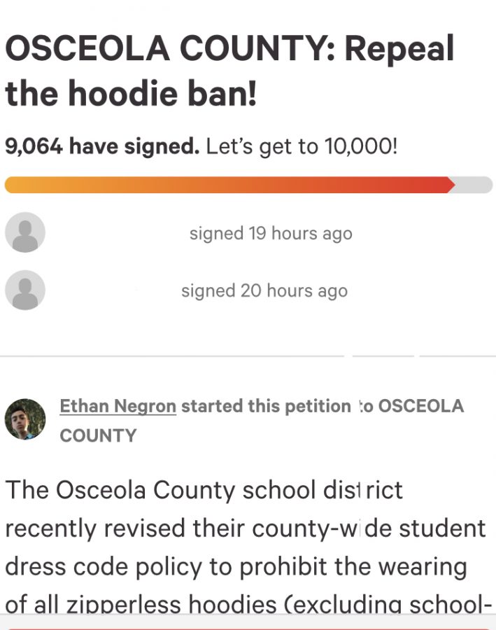 Osceola County students have taken to the petition website www.change.org to voice their concerns over the new hoodie ban