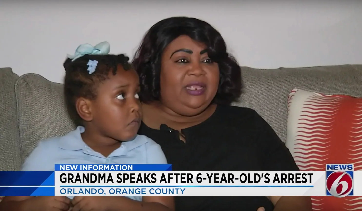 Six-year-old Kaia and her grandmother, Meralyn Kirkland, speaking out on her granddaughters arrest.
Photo Credits: www.washingtonpost.com