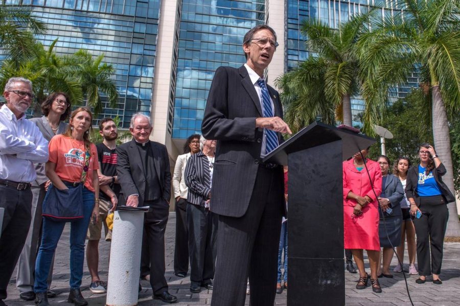 South Miami Mayor Philip Stoddard speaking at a press conference on September 26 in regards to the new legislation signed by Governor Ron DeSantis.