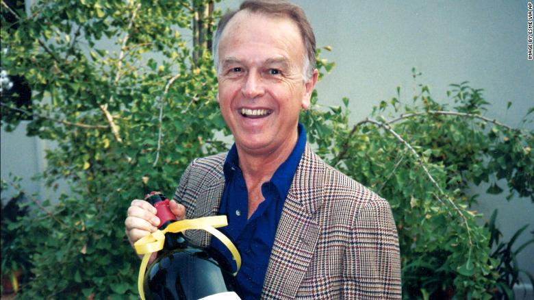 This circa 1985 photo provided by Esme Gibson shows Joe Coulombe, the founder of the Trader Joes market chain, at his home in Pasadena, Calif.