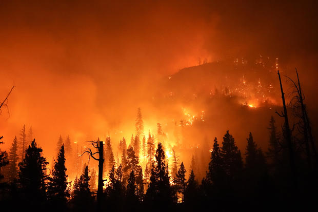 The Creek Fire burning in the Sierra National Forest on September 6th, 2020