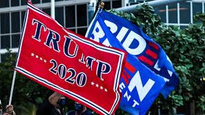 Image of a Biden and Trump Campaign flag taken from npcphilidalphia.com