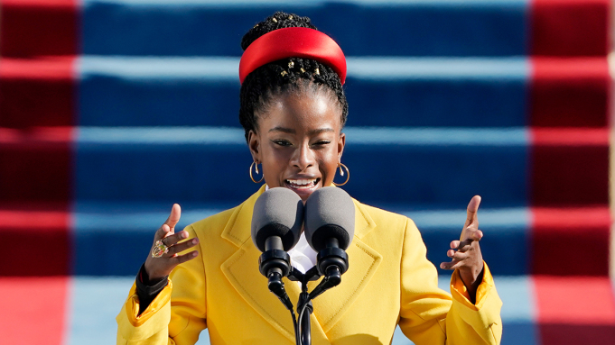 American poet Amanda Gorman reading her poem at the 2021 inauguration at the U.S. Capitol in Washington, on Wednesday, Jan. 20th, 2021.