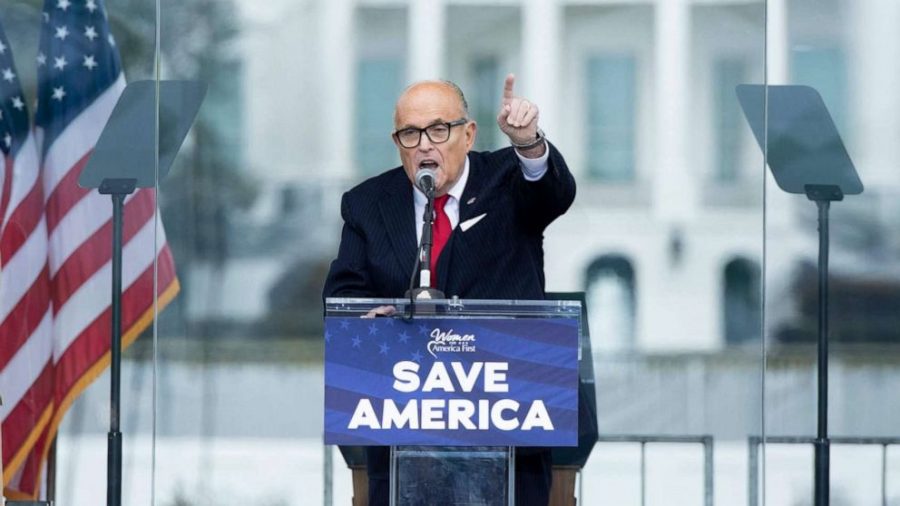 Rudy Giuliani speaking at the March to Save America rally.