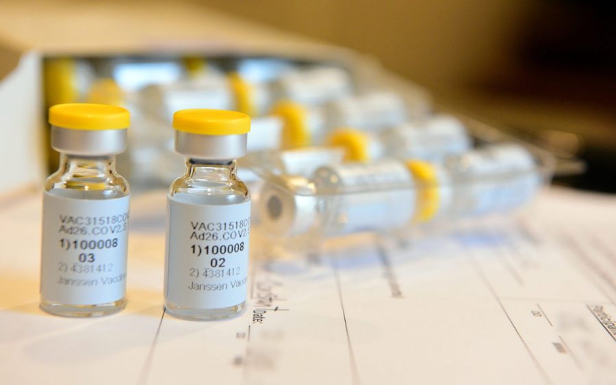 Vials of Johnson & Johnsons COVID-19 vaccine are seen during the Phase 3 ENSEMBLE trial in an undated photograph. 