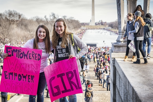 Women attend marches around the country to advocate for rights.