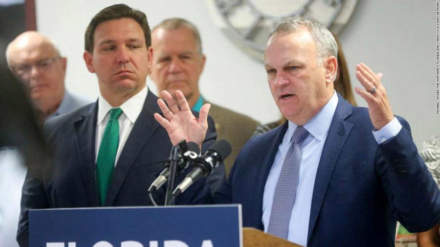 Florida+Department+of+Education+Commissioner+Richard+Corcoran+discusses+the+impact+of+Bill+SB+1048+alongside+Florida+Governor+Ron+DeSantis+during+a+morning+press+conference+at+Florosa+Elementary+School+on+March+17%2C+2022.