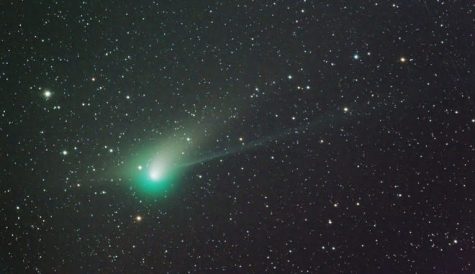 The Green Comet (Comet ZTF) in the sky up close.