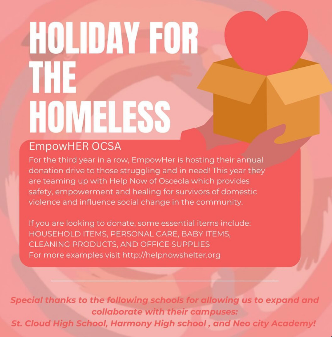 EmpowerHERs Holiday for the Homeless drive is here. 