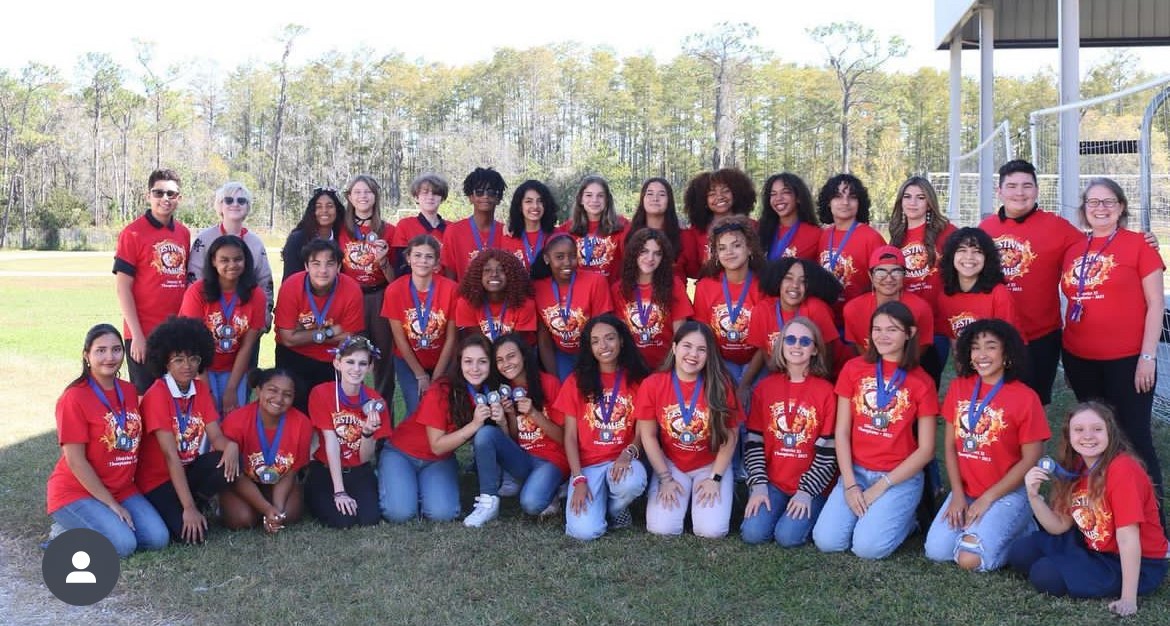 OCSA thespians with their awards and shirts from their recent district festival.