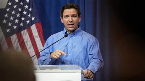 Ron DeSantis speaking to the public.