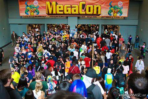 Crowds dressed in cosplay rush to visit attractions and merchandise stalls at MegaCon.