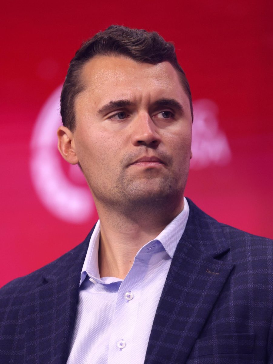 Charlie Kirk speaking with attendees of the 2025 Student Action Summit at the Tampa Convention Center in Tampa, Florida. 
