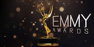 A trophy from the Emmy Awards with the title of the awards show.