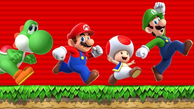 Yoshi, Mario, Toad, and Luigi