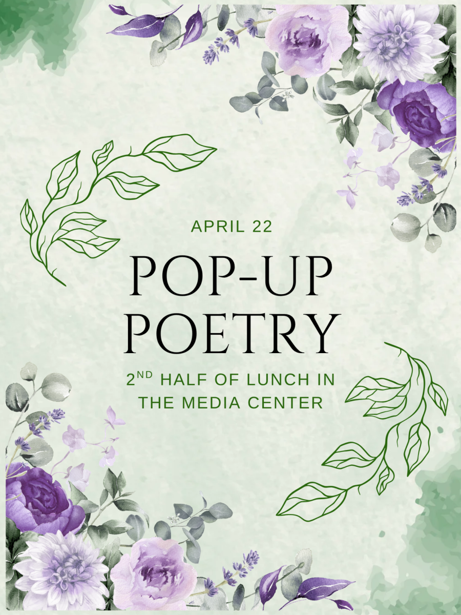 The Communication Arts Department is hosting a Pop-Up Poetry on April 22.