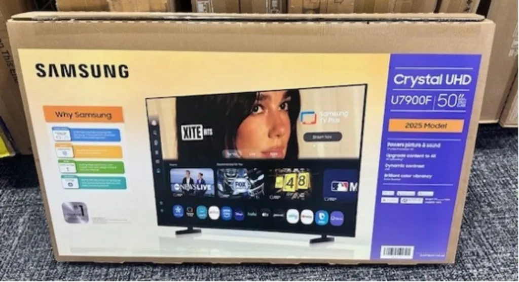 The Samsung TV box that featured Dua Lipa's image.